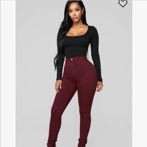 High Waisted Burgundy Fashion Nova Pants Size 5